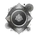 graphic symbol of balance, resilience, filiation, black and white gradient tattoo design idea