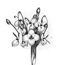 bouquet with snowdrop, honeysuckle, morning glory tattoo design idea