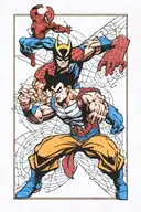 goku, spiderman, wolverine, batman, zorro multiverse crossover comic strip  tattoo design idea