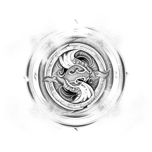 Fire and Ice Dragon with Yin Yang Galaxy Orb tattoo design idea