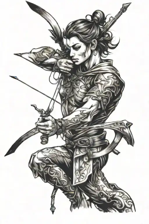 sagittarius archer shooting an arrow tattoo design idea