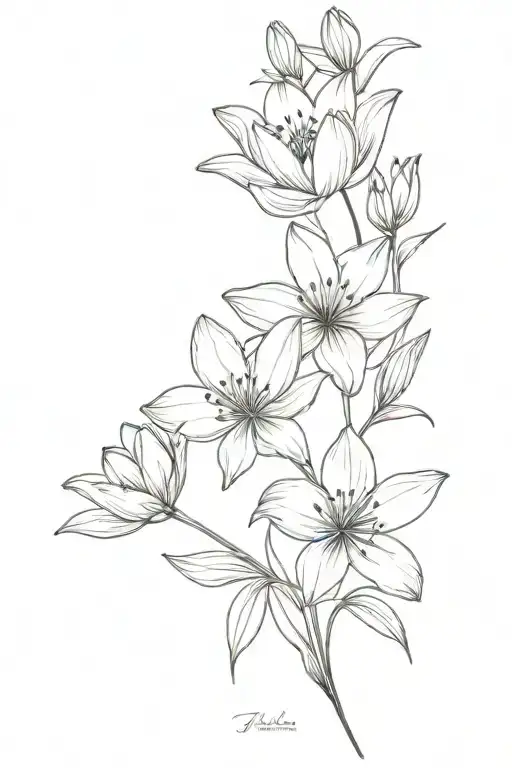combination of lily, tulips and cosmos flower tattoo tattoo design idea