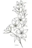 combination of lily, tulips and cosmos flower tattoo tattoo design idea