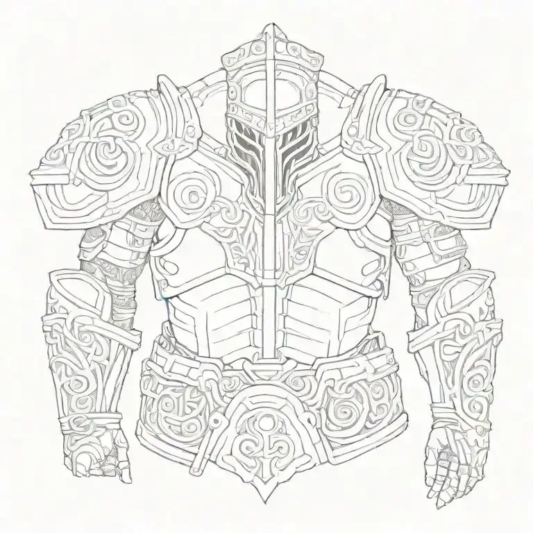 An intricate design featuring Roman soldier armor with Maori patterns and skeletal elements tattoo design idea
