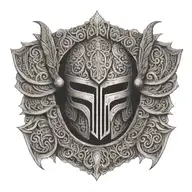 An intricate design featuring Roman soldier armor with Maori patterns and skeletal elements tattoo design idea