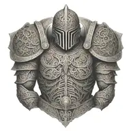 An intricate design featuring Roman soldier armor with Maori patterns and skeletal elements tattoo design idea