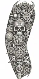 A combination of Maori symbols and paramedic tools forming a unique design tattoo design idea