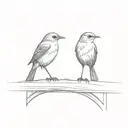 two robin bird on a bridge ove lake looking tattoo design idea