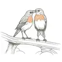 two robin bird on a bridge ove lake looking tattoo design idea