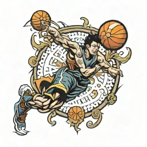 basket ball japan tattoo design idea