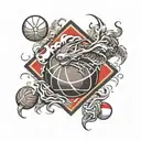 basket ball japan tattoo design idea
