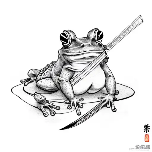 Samurai frog with katana tattoo design idea