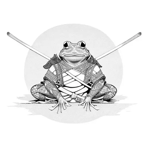 Samurai frog with katana tattoo design idea