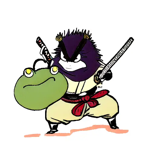 Samurai frog with katana tattoo design idea