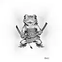 Samurai frog with katana tattoo design idea