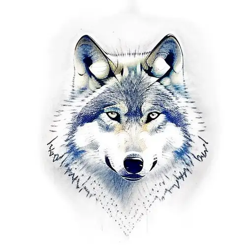 Wolf half white and half black tattoo design idea