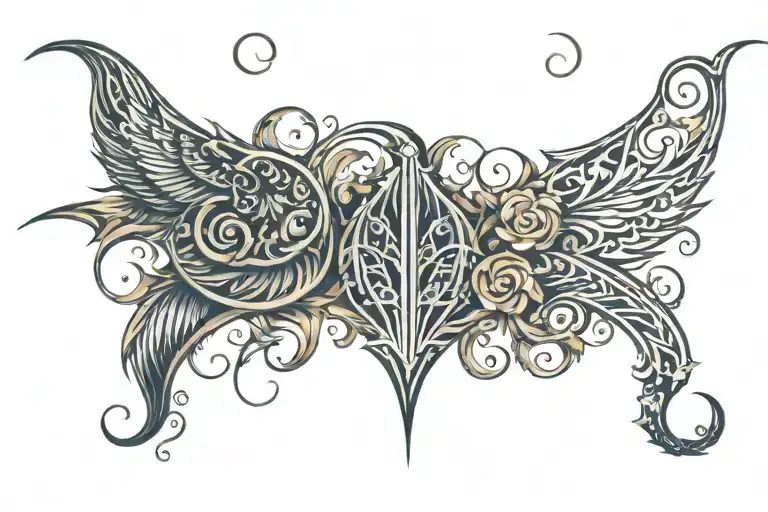 tribal and filagree back tattoo tattoo design idea