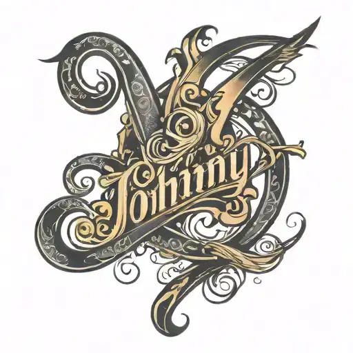 johnny in cursive writing tattoo design idea