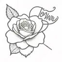 Johnny in cursive writing with a rose attached at the end  tattoo design idea