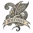 johnny in cursive writing tattoo design idea