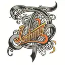johnny in cursive writing tattoo design idea