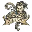 johnny in cursive writing tattoo design idea