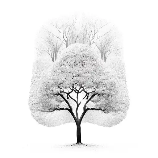 lonely silhouette in a surreal forest tattoo design idea