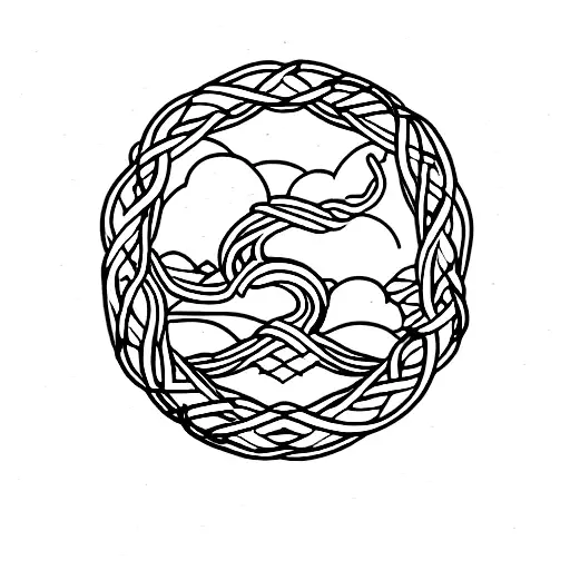 jormungandr and Yggdrasil tattoo design idea