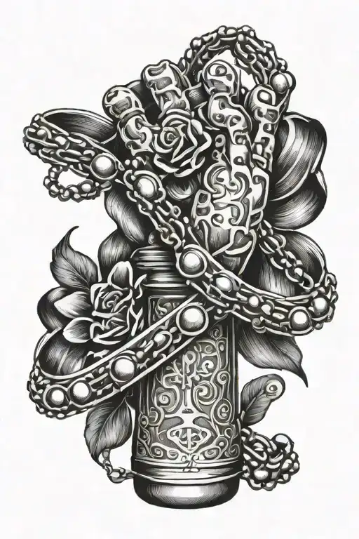 Boxing wraps on hand with rosary beads tattoo design idea