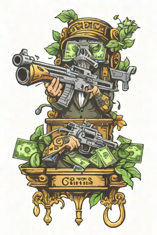 money slots cocaine machine guns tattoo design idea