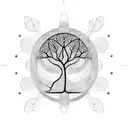 Tree of Life with lines and dots tattoo design idea