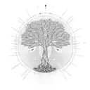 Tree of Life with lines and dots tattoo design idea