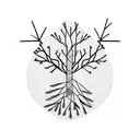 pine tree + face + dopamine + serotonin + lines + dots tattoo design idea