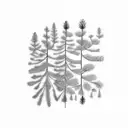 pine tree + face + dopamine + serotonin + lines + dots tattoo design idea