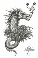 Scottish thistle, Loch Ness monster, Scottish highlands background tattoo design idea