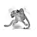 leopard leaping, attacking, full body tattoo design idea