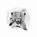 leopard leaping, attacking, full body tattoo design idea