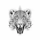 leopard leaping, attacking, full body tattoo design idea