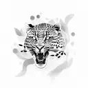 leopard leaping, attacking, full body tattoo design idea