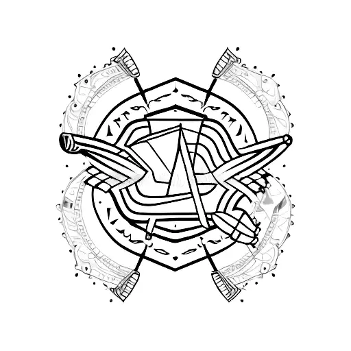 A minimalist tattoo of a rock guitar with a business tie wrapped around it tattoo design idea