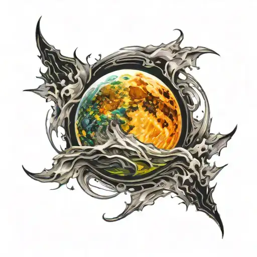 Evil Moon tattoo design idea