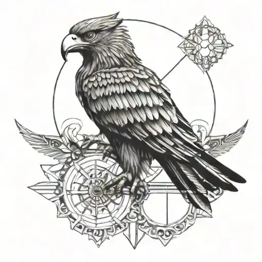 double headed eagle and ahura Mazda tattoo design idea