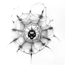 flowers with spider webs on knee tattoo design idea
