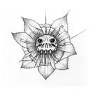 flowers with spider webs on knee tattoo design idea