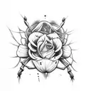 flowers with spider webs on knee tattoo design idea