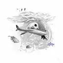 A pai e filha exploring the depths of the ocean, surrounded by colorful marine life tattoo design idea