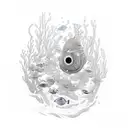 A pai e filha exploring the depths of the ocean, surrounded by colorful marine life tattoo design idea