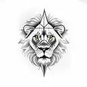 lion with compass tattoo design idea