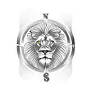 lion with compass tattoo design idea