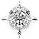 lion with compass tattoo design idea